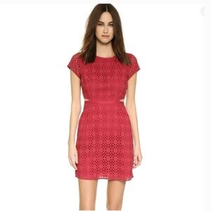 MADEWELL Women’s Red Eyelet Happening Cutout Mini Dress in Rustic Barn